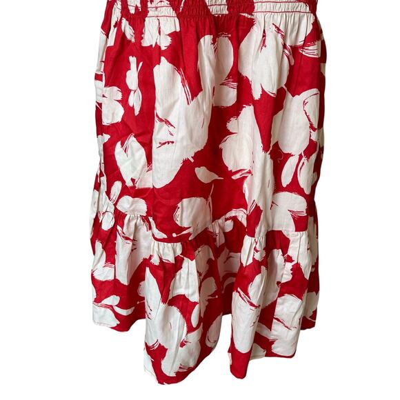 Gap Dress Sundress Size Medium Red Beige Cotton Smocked Tiered NWT - Picture 3 of 10